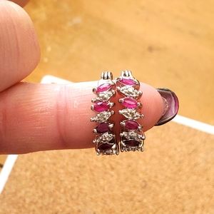 Ruby Hooped Earrings - sterling silver, 925.